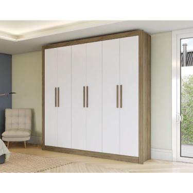 Imagem de Guarda-roupa Casal 232cm 6 Portas 2 Gavetas Open Kappesberg - Nogueira