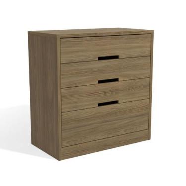 Imagem de Cômoda 91cm 3 Gavetas 1 Gavetão Flex Kappesberg - Nogueira