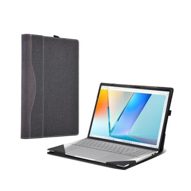 Imagem de Capa para laptop ASUS Vivobook S16 (M5606 M5606NA M5606UA M5606WA M5606KA) [Note outros modelos] Capa protetora de couro PU de 40.6 cm capa removível (cinza escuro)
