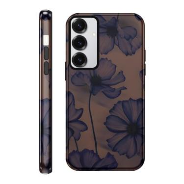 Imagem de Yomjew Linda capa de telefone floral floral para Samsung Galaxy S23 Plus 5G capa de 6,6 polegadas, estampa retrô azul coquete design 2 em 1 brilhante capa à prova de choque TPU macio proteção de PC