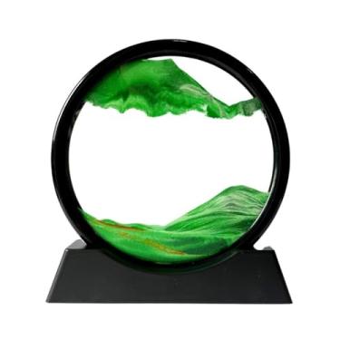 Imagem de Pintura de Areia Vidro Ampulheta 3D Criativa Decoração Casa Enfeite Ampulheta Sala Escritório(Verde,Grande)