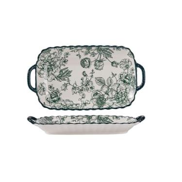 Imagem de Pratos de cerâmica rosa estilo nórdico de cor sólida redondos requintados resistentes a altas temperaturas - [30,5 cm] prato de peixe