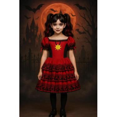 Imagem de Vestido Gótico Infantil Festa Halloween Vermelho - BRAVO FANTASIAS , 8