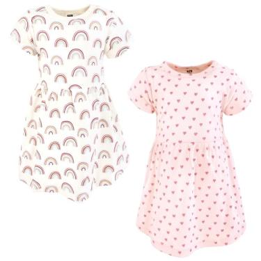 Imagem de Luvable Friends Hudson Baby Vestidos de manga curta 2 unidades, Arco-íris pastel, 12-18 Meses
