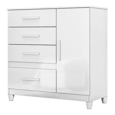Imagem de Cômoda Sapateira Vênus 1 Porta e 4 Gavetas com Pés - Moval Branco