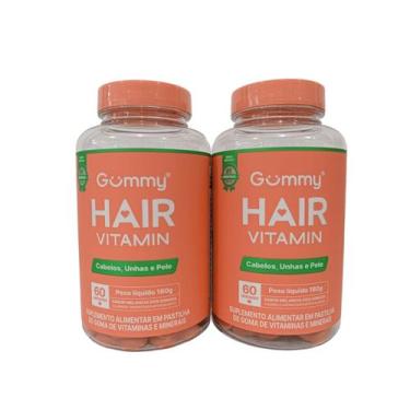 Imagem de Kit 2 Gummy Hair Suplemento Alimentar Melancia 60 Gomas 180g