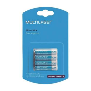 Imagem de Pilhas Recarregáveis AAA Multilaser 1000Mah Com 4 Unidades - CB050