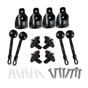 Imagem de ＫＬＫＣＭＳ Conjunto de 16 cordas de amarração elástica para persianas, peças de reposição para persianas universais à prova de vento, kit de elástico, Preto