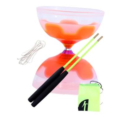 Imagem de simhoa Chinês Diabolo Conjunto Diabolo Bola Brinquedo Malabarismo Brinquedo Triplo Rolamento para Adultos Crianças, Laranja