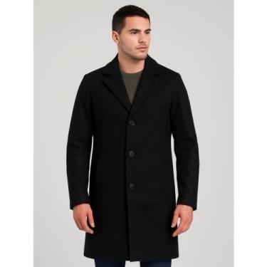 Imagem de Sobretudo Masculino Casaco Longo Lã Batida Jaqueta Clássico Elegante F