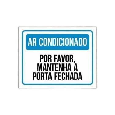 Imagem de Placa Ar Condicionado Por Favor Mantenha Porta Fechada 36X46 - Sinaliz
