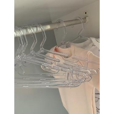 Imagem de Cabides Infantis de Acrílico Transparente, 20 Unidades, Duas Cavas, Antiderrapante