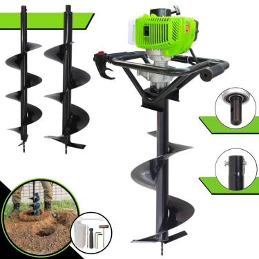 Imagem de Perfurador de Solo Máquina Fura Terra Trado Motorizado Menegotti MPS52 À Gasolina 2T 52cc 1,7HP 9.000rpm + KIT 3 Brocas 80x20, 80x25 e 80x30