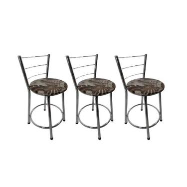 Imagem de Kit 3 Banquetas Bancos Baixa Bistrô Balcão Cozinha Cromada - FortMix, 