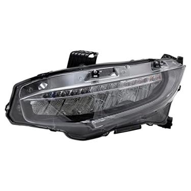 Imagem de TRQ Conjunto de farol do lado do motorista LED composto compatível com Honda Civic HO2502176 2016-2021