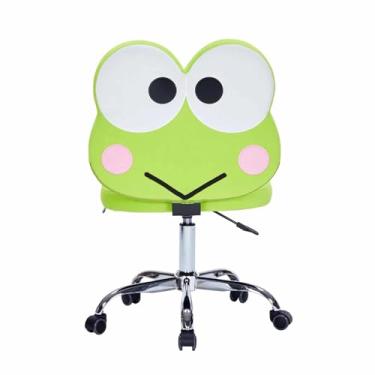 Imagem de Impressions Vanity Keroppi Cadeira giratória de 360 graus para quarto, cadeira de mesa de maquiagem sem braços com 5 rodas macias, altura do assento ajustável, base de metal e assento acolchoado de