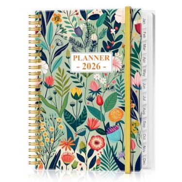 Imagem de Agenda 2025-2026 - Agenda acadêmica 2025-2026 de julho de 2025 a junho de 2026, agenda semanal e mensal encadernada em espiral com 12 abas mensais, bolso interno, 16,3 cm x 21,6 cm, flor rosa