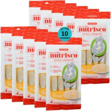 Imagem de Snack cremoso nutrisco gatos adultos 14g frango com 4 un - kit com 10