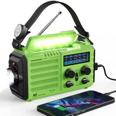 Imagem de Rádio meteorológico Raynic 5000mAh Solar Hand Crank Emergency Green