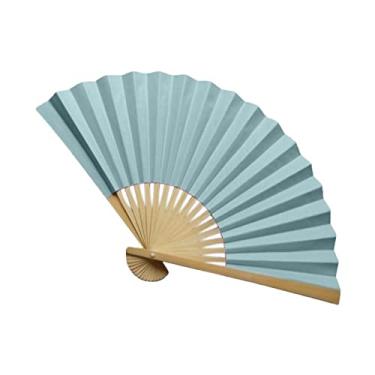 Imagem de ZZTWER Ventiladores de mão dobráveis estilo chinês ventilador de papel dobrável vintage, ventilador de mão ventilador dobrável de papel de bambu para decoração ventilador de mão, festa de casamento de