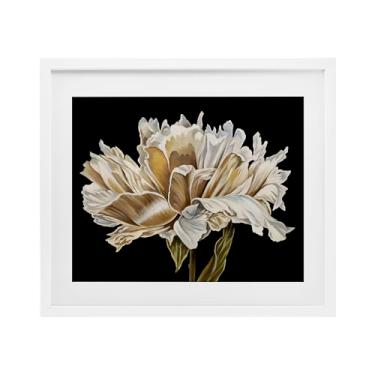 Imagem de Stupell Industries Pétalas vintage sobre preto e branco emoldurado design sob vidro por Liz Jardine, 17 x 21