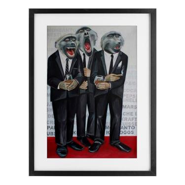 Imagem de Stupell Industries Impressão emoldurada de macacos formais em ternos preto design sob vidro por Violeta Vollmer, 20 x 14