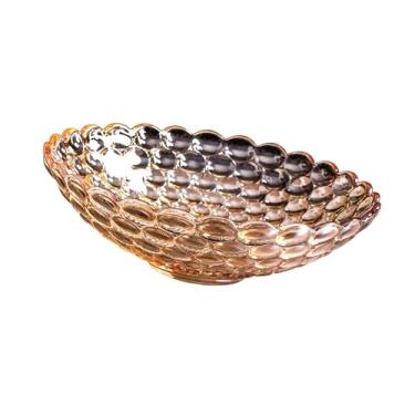 Imagem de Ｂｅｓｇａ Tigela de vidro para frutas, prato para servir lanches, tigela de sobremesa, fruteira para lanches, vegetais, cupcake, Ouro