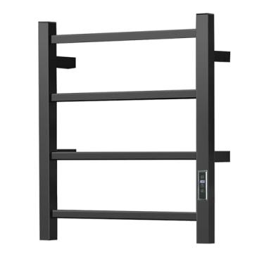 Imagem de SHARNDY Aquecedor de toalhas com temporizador embutido para banheiro montado na parede aquecedor de toalha de banho Plug-in Toalheiro elétrico aquecido preto