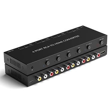 Imagem de Conversor RCA para HDMI de 4 portas 1080P/720P RCA composto CVBS AV switch para conversor HDMI Suporte 4:3/16:9 Switch, para Sega Xbox PS1 PS2 PS3 N64 NGC SNES WII VHS VCR Câmera DVD (com controle