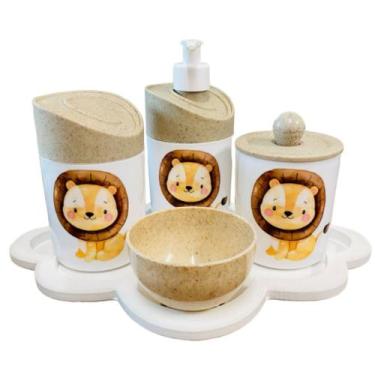 Imagem de Kit Baby Higiene 3 Leãozinhos c/bandeja nuvem COLORIDA - Senior, Madei