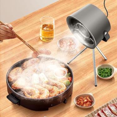 Imagem de Exaustores de mesa, exaustor portátil com 3 velocidades de vento, exaustor portátil para cozinhar, exaustor removível e lavável, adequado para churrascos internos, fondue e cozinha RV - Cinza escuro
