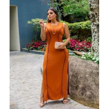 Imagem de Vestido Longo PLus Size Regata Viés Moda Evangélica Feminina - Miss Fl