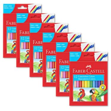 Imagem de Kit 6 caixas de canetinhas Faber-Castell com 12 cores vivas