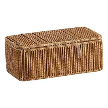 Imagem de Ｂｅｓｇａ Cesta de Vime Sintético, Cesta de Armazenamento de Vime com Tampa, Organizador de Brinquedos E Lanches, 25 Cm X 12.5 Cm X 10