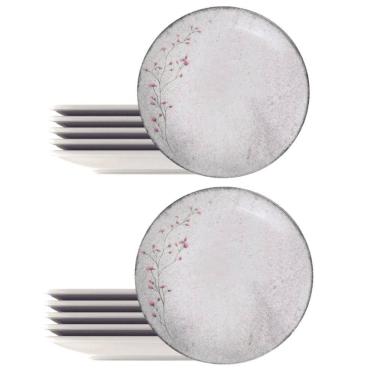 Imagem de Jogo 12 Pratos Fundos 21cm Tramontina Floralis Porcelana Sopas Risotos Caldos