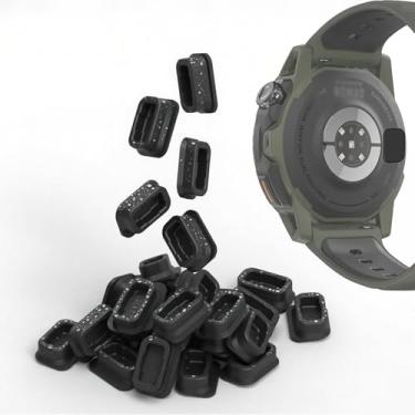 Imagem de YwonShne 50 peças de plugue de poeira compatível com COROS PACE Pro/PACE 3/PACE 2/VERTIX 2S/APEX 2 PRO Capa protetora de porta carregador à prova de poeira acessórios antipoeira preto (Pace Pro 50