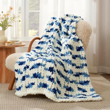 Imagem de Manta Amélie Home Chunky Knit 50x60cm azul chenille