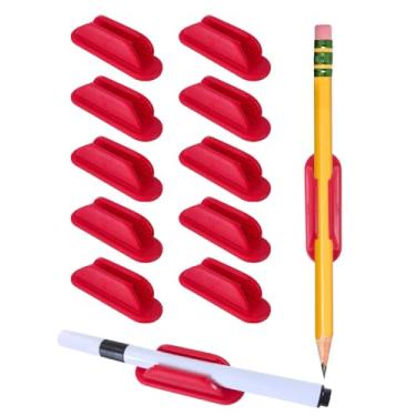 Imagem de Porta-lápis adesivos para mesa, conjunto de 10 unidades, suporte de caneta de silicone com 15 almofadas adesivas de acrílico atualizadas, suporte de lápis flexível para acessórios essenciais de