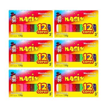 Imagem de Kit 6 Massinha De Modelar 12 Cores Magix 130g Multicolor