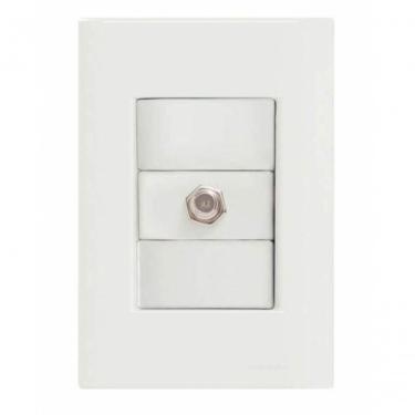 Imagem de Conjunto 4x2 1 Tomada Tv-sat Coaxial Tramontina Giz Branco