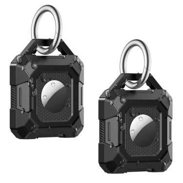 Imagem de Beydoa Porta-chaveiro IP68 impermeável para AirTag, compatível com Apple AirTag, capa resistente para chave, mochila, bagagem, cachorro e gato (preto pacote com 2)