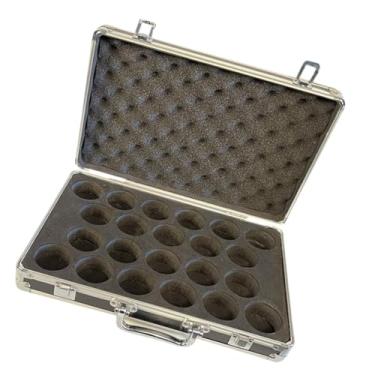 Imagem de UGPLM Billiard Balls Storage Box com contêiner de alça de transporte, liga de alumínio prática de equipamentos de sinuca, segura 22 bolas
