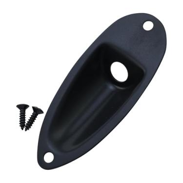 Imagem de OVSAL Placa de tomada de saída de guitarra elétrica de aço inoxidável em forma de barco placa de entrada de virola compatível com peças de reposição para guitarra elétrica Stratocaster estilo Strat