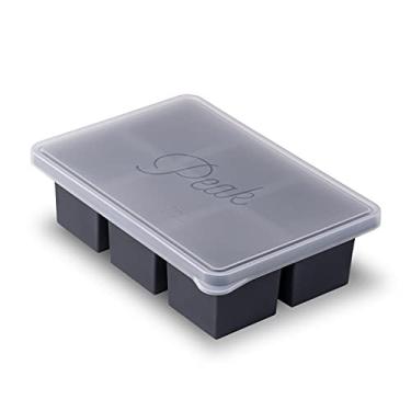 Imagem de W&P Bandeja de freezer de silicone cubos de copo com tampa, carvão, faz 6 porções perfeitas de 1 xícara, congelar e armazenar sopa, caldo, molho, sobras, pode ser lavada na lava-louças