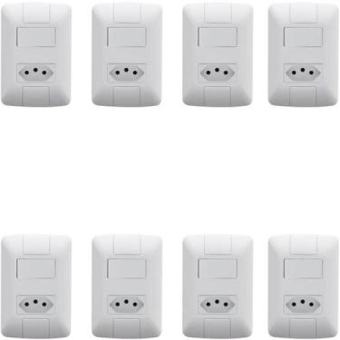 Imagem de Kit 8 Conjunto Interruptor Paralelo + Tomada 10a Tramontina