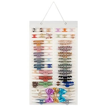 Imagem de JOYMOMO Organizador de grampo de cabelo feminino pendurado para exibição de arcos de cabelo, suporte de garra (bege)