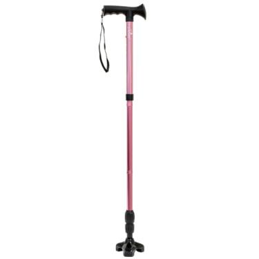 Imagem de iLiving Bengala de caminhada para homens e mulheres dobrável, ajustável e independente com ponta de pivô, suporte de design resistente de até 136 kg, rosa