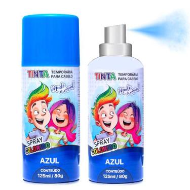 Imagem de Kit 2 Tintas Azul de Cabelo Temporária Spray lavável Cabelo Maluco Fes