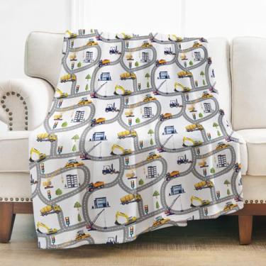 Imagem de Cobertor de caminhão de construção para meninos, meninas, crianças, veículo, carro, escavadeira, trator, presentes de aniversário, caminhões, cobertor para crianças, adolescentes, sofá-cama, caminhão