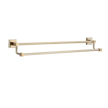 Imagem de Acessórios de banheiro quadrados de latão dourado, prateleira para toalhas, suporte para papel higiênico, conjuntos de acessórios de banho de parede, haste dupla